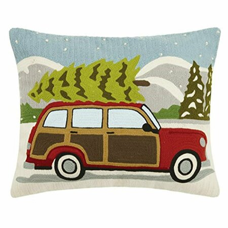 PUESTA EN ESCENA WagonXmas Tree Crewstitch Pillow Red PU3686182